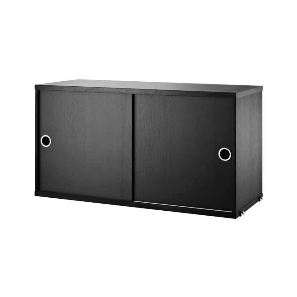 Vitrines & Présentoirs<String Armoire à portes coulissantes , frêne lasuré noir, 78x30 cm