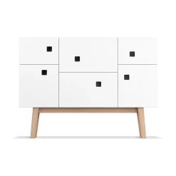 Vitrines & Présentoirs<Zweed Armoire Peep C2, blanc, retro, pieds en chêne