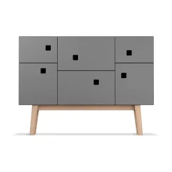 Vitrines & Présentoirs<Zweed Armoire Peep C2, slate grey, retro, pieds en chêne