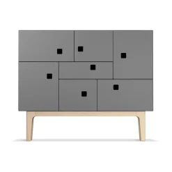 Vitrines & Présentoirs<Zweed Armoire Peep C1, slate grey, chêne pigmenté blanc