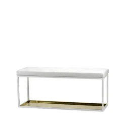 Rangements À Chaussures<Scherlin Banc 11, blanc, cuir blanc, plaque en laiton