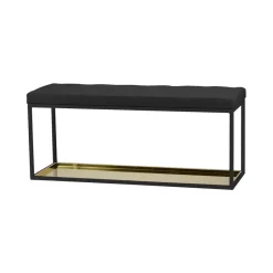 Rangements À Chaussures<Scherlin Banc 11, Noir-cuir noir-plaque en laiton