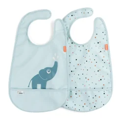 Accessoires Pour Chambre D'Enfants|Accessoires Pour Chambre D'Enfants<Done by deer Bavoir Elphee avec velcro, lot de 2, Bleu