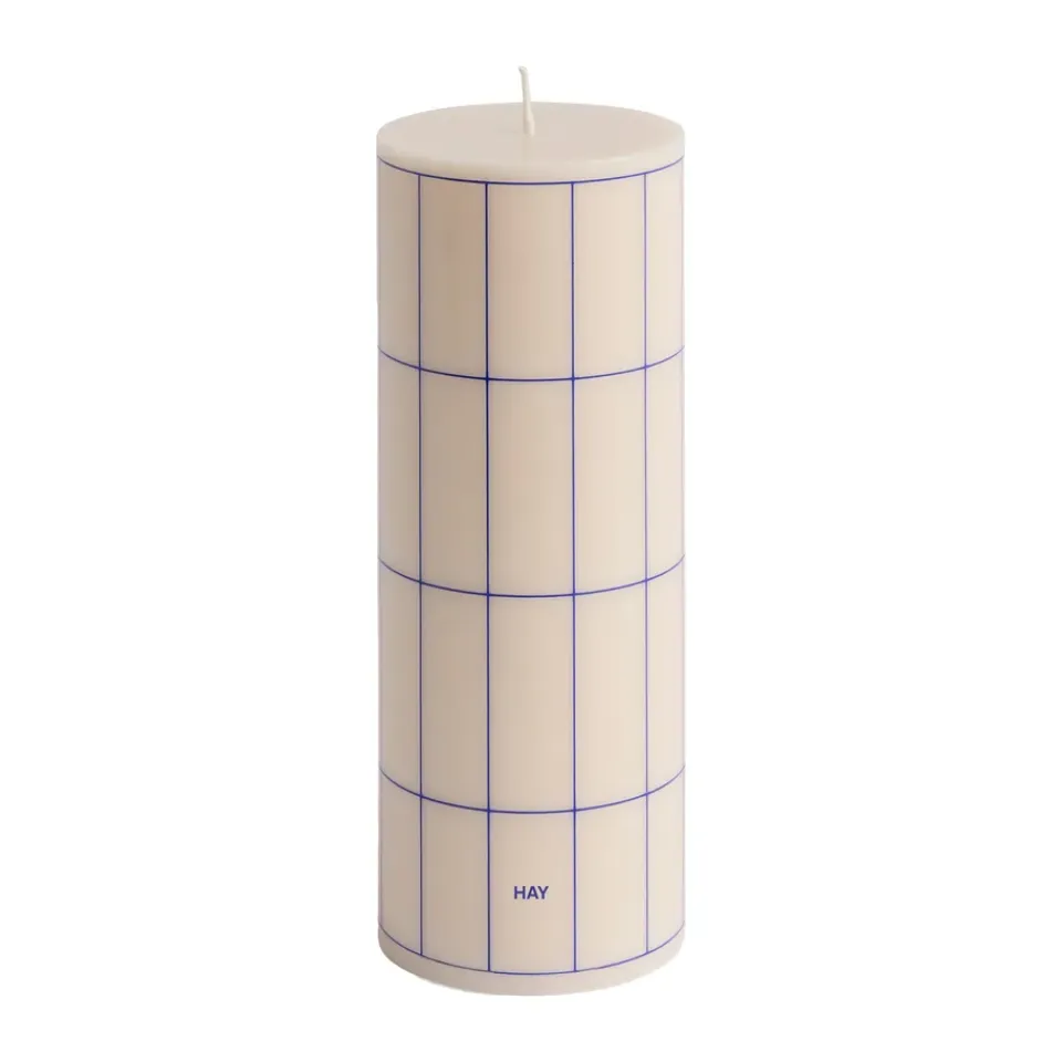 Bougies<HAY Bougie bloc Column Candle medium 20 cm, Off white-blue grid check