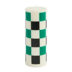 Bougies<HAY Bougie Column Candle medium 20 cm, Off white-green-black check