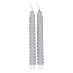 Bougies Led<Scandi Essentials Bougie LED Twisted 25 cm Lot de 2, Gris