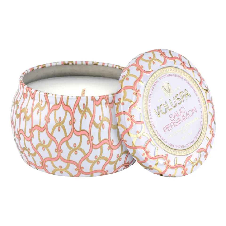 Bougies Parfumées & Diffuseurs<Voluspa Bougie parfumée Maison Blanc Mini Tin 25 heures, Saijo Persimmon