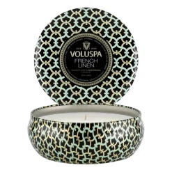 Bougies Parfumées & Diffuseurs<Voluspa Bougie parfumée Maison Noir 3-wick Tin 40 heures, French Linen