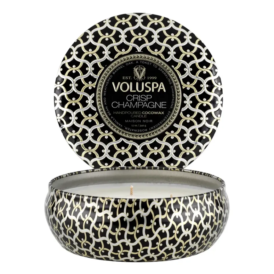 Bougies Parfumées & Diffuseurs<Voluspa Bougie parfumée Maison Noir 3-wick Tin 40 heures, Crisp Champagne