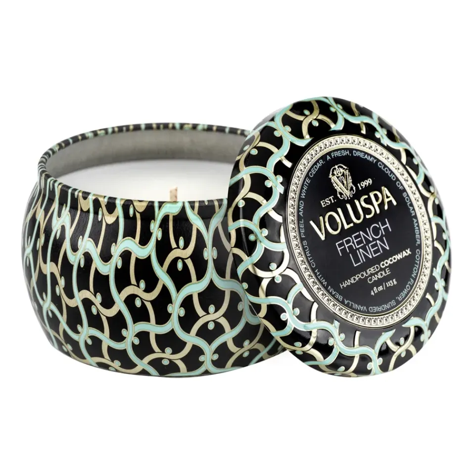 Bougies Parfumées & Diffuseurs<Voluspa Bougie parfumée Maison Noir Mini Tin 25 heures, French Linen