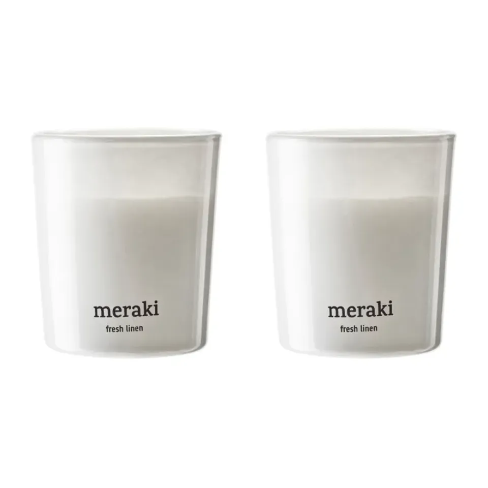 Bougies Parfumées & Diffuseurs<Meraki Bougie parfumée 12 heures lot de 2, Linge Frais