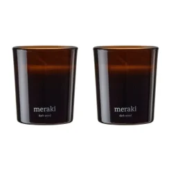 Bougies Parfumées & Diffuseurs<Meraki Bougie parfumée 12 heures lot de 2, Bois foncé