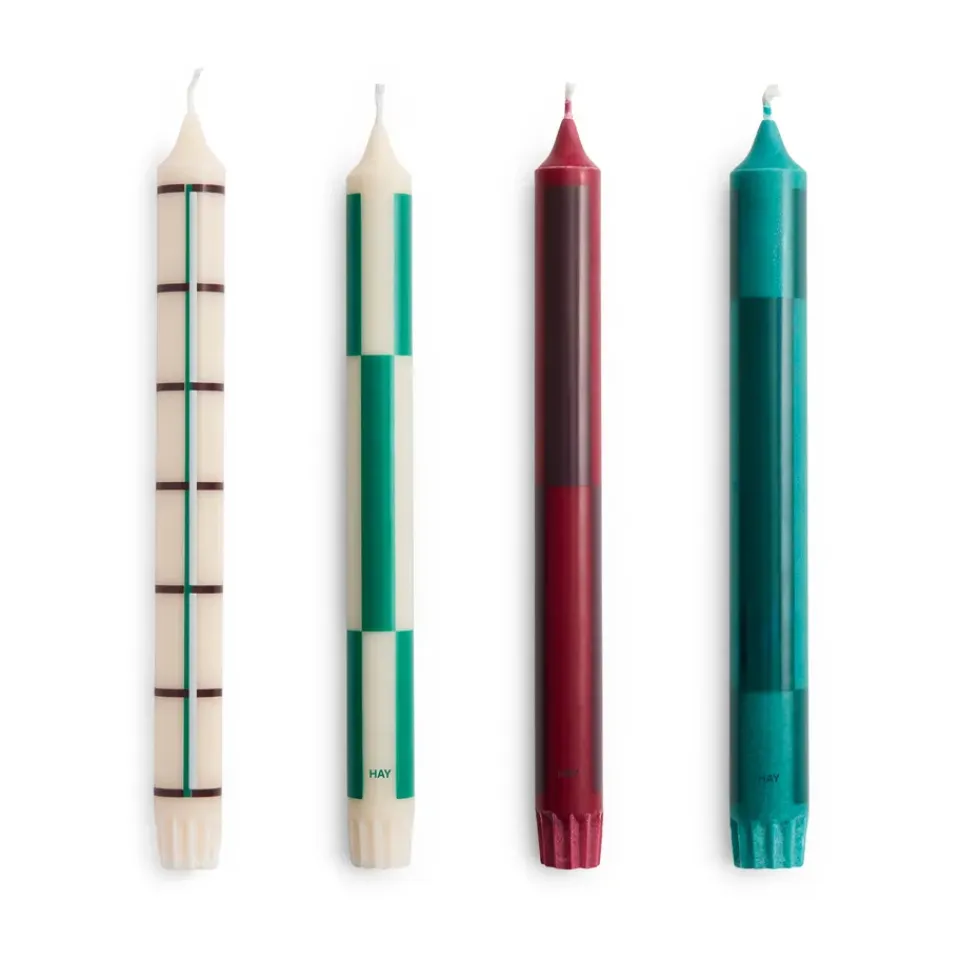 Bougies<HAY Bougie Pattern mix lot de 4, Greens-bordeaux