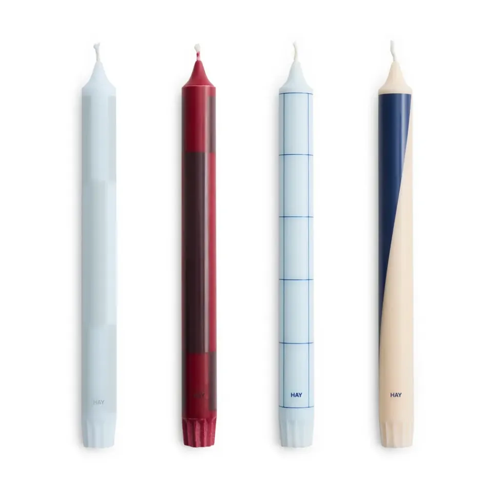 Bougies<HAY Bougie Pattern mix lot de 4, Blues-bordeaux
