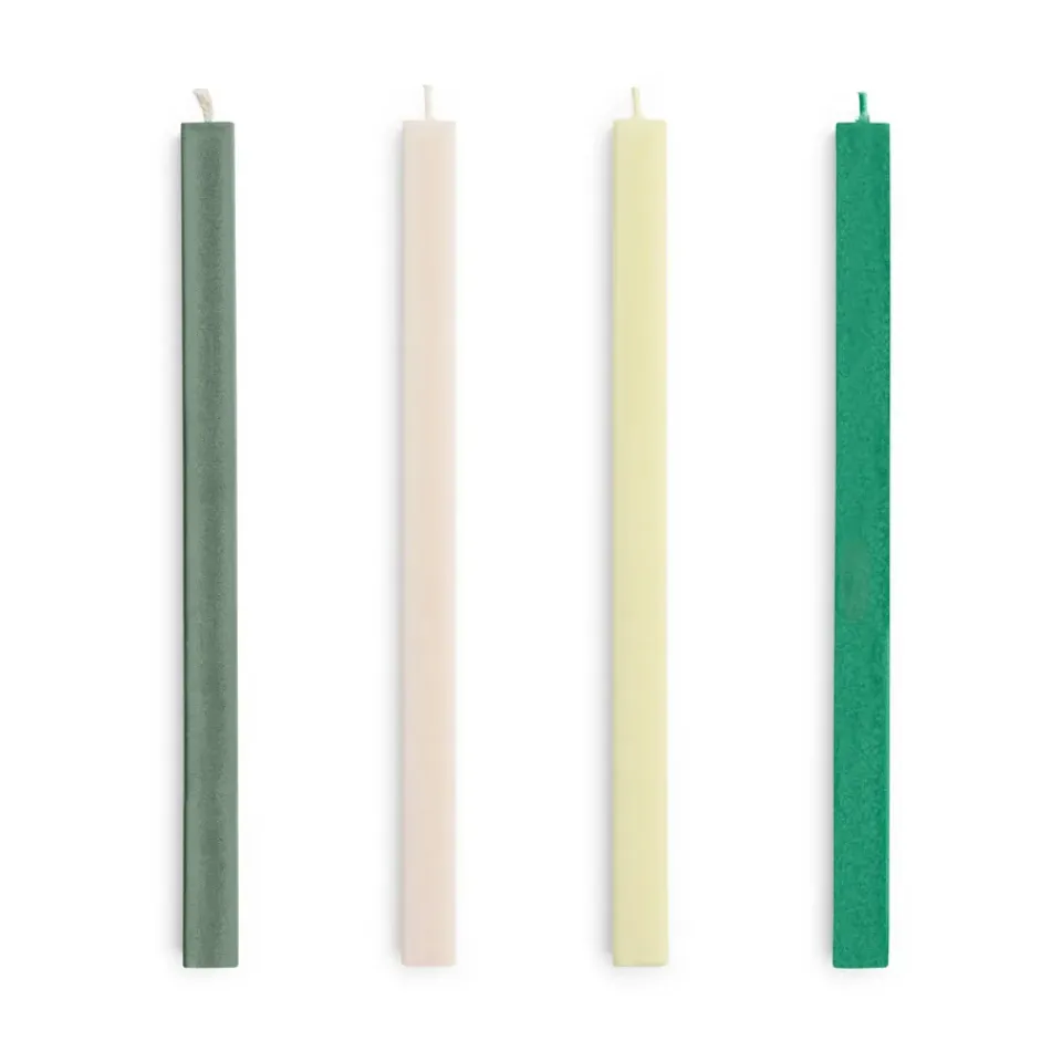Bougies<HAY Bougies Square Candle, lot de 4, Greens-whites