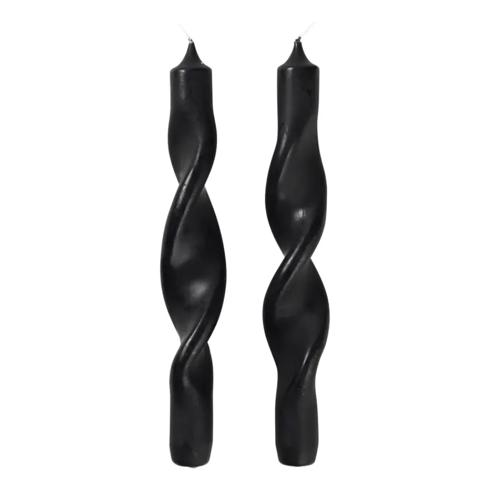Bougies<Broste Copenhagen Bougies torsadées Twist twisted candles 23 cm Lot de 2, Simply black