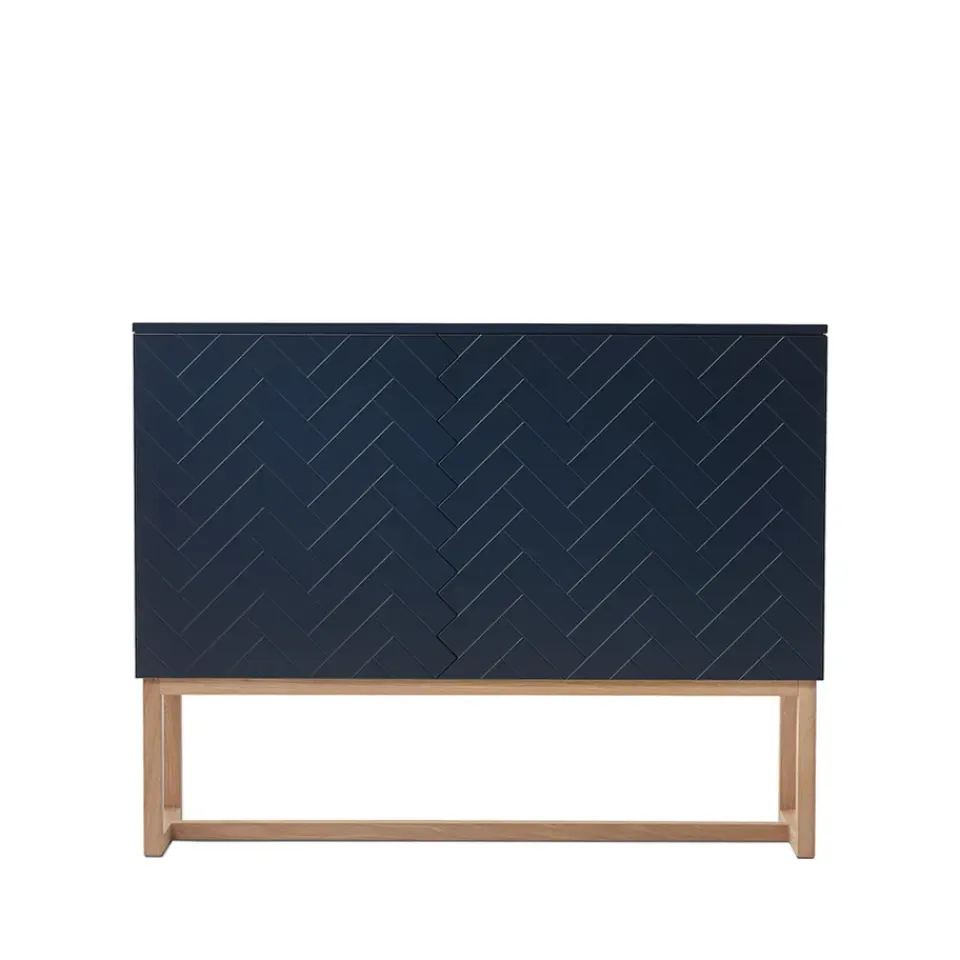 Commodes & Buffets<A2 Buffet Story, bleu minuit, structure en chêne huilé blanc