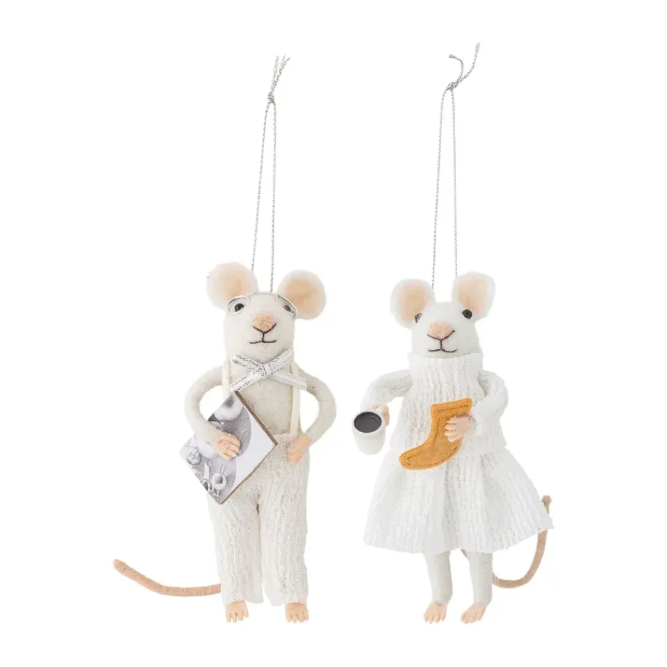 Décorations De Noël<Bloomingville Décoration de Noël souris Peo 2 pièces, Blanc