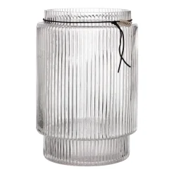 Vases<ERNST Vase en verre rainuré transparent, Ø19,5 cm x h28 cm