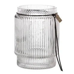 Vases<ERNST Vase en verre rainuré transparent, Ø8 cm