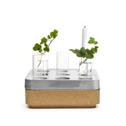 Bougeoirs<Born In Sweden Kit cadeau Stumpastaken Small, aluminium, support en liège naturel, lot de 4 vases, allumettes