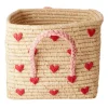 Rangements Pour Les Chambres D'Enfants|Paniers De Rangement<RICE Panier en raphia avec poignée 30x30 cm, Red hearts