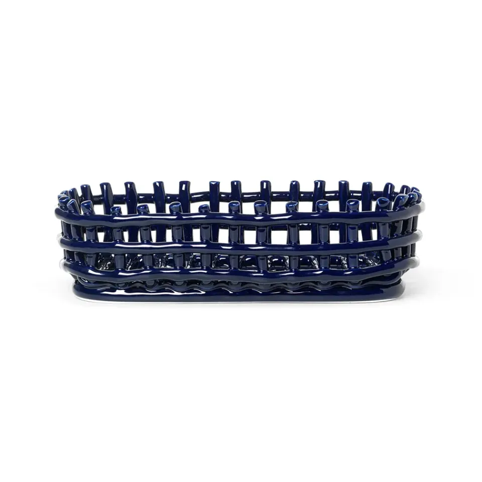 Paniers De Rangement<Ferm Living Panier oval tressé Ceramic 15x30 cm, Bleu