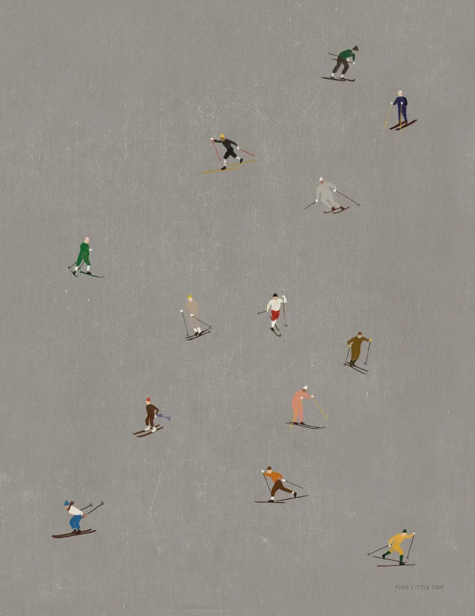 Posters|Décorations De Noël<Fine Little Day Poster Skiers 40x50 cm, Gris