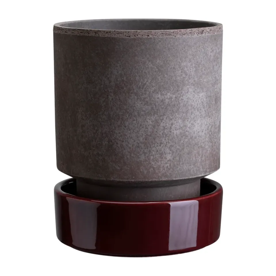 Cache-Pots<Bergs Potter Pot Hoff, Ø14 cm, Raw Grey-Deep Burgundy