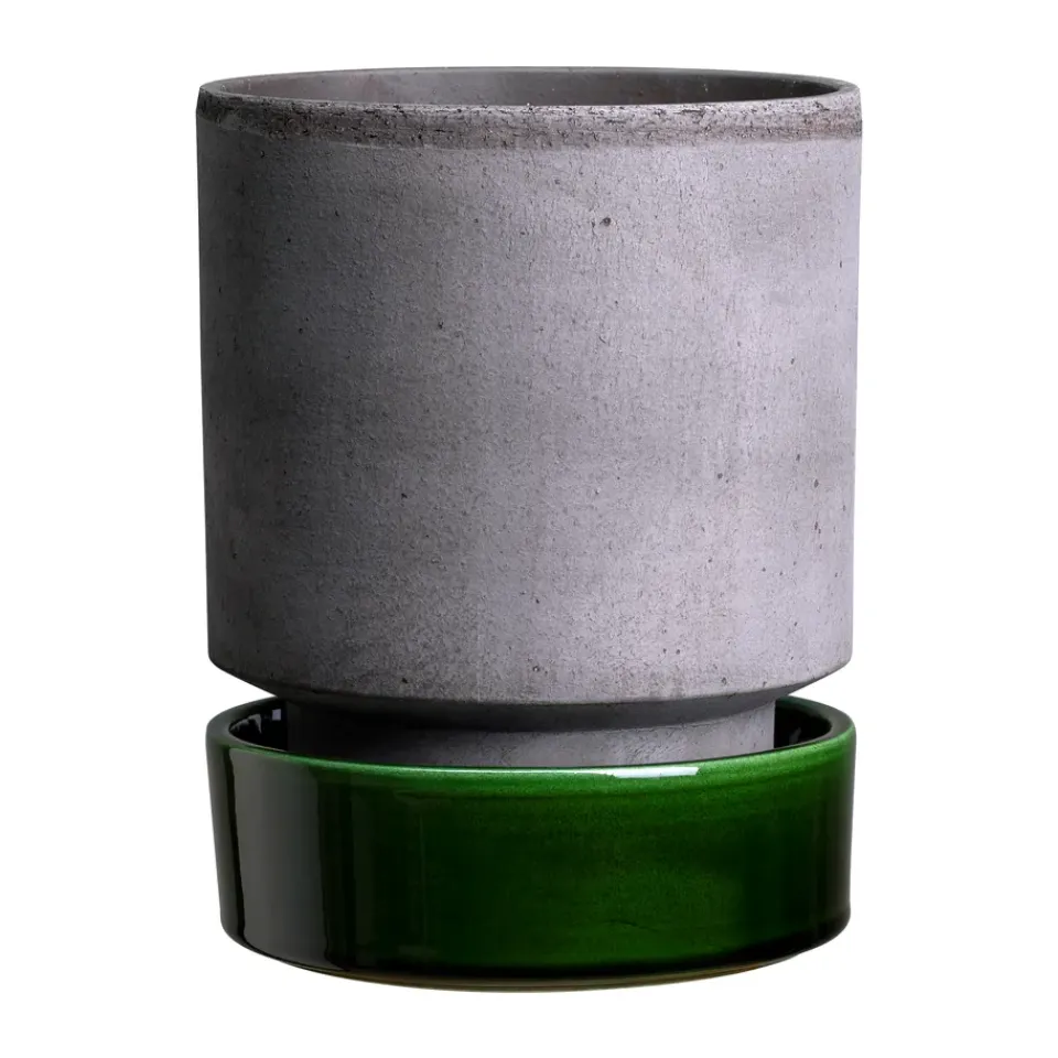 Cache-Pots<Bergs Potter Pot Hoff, Ø16 cm, Raw Grey-Emerald Green