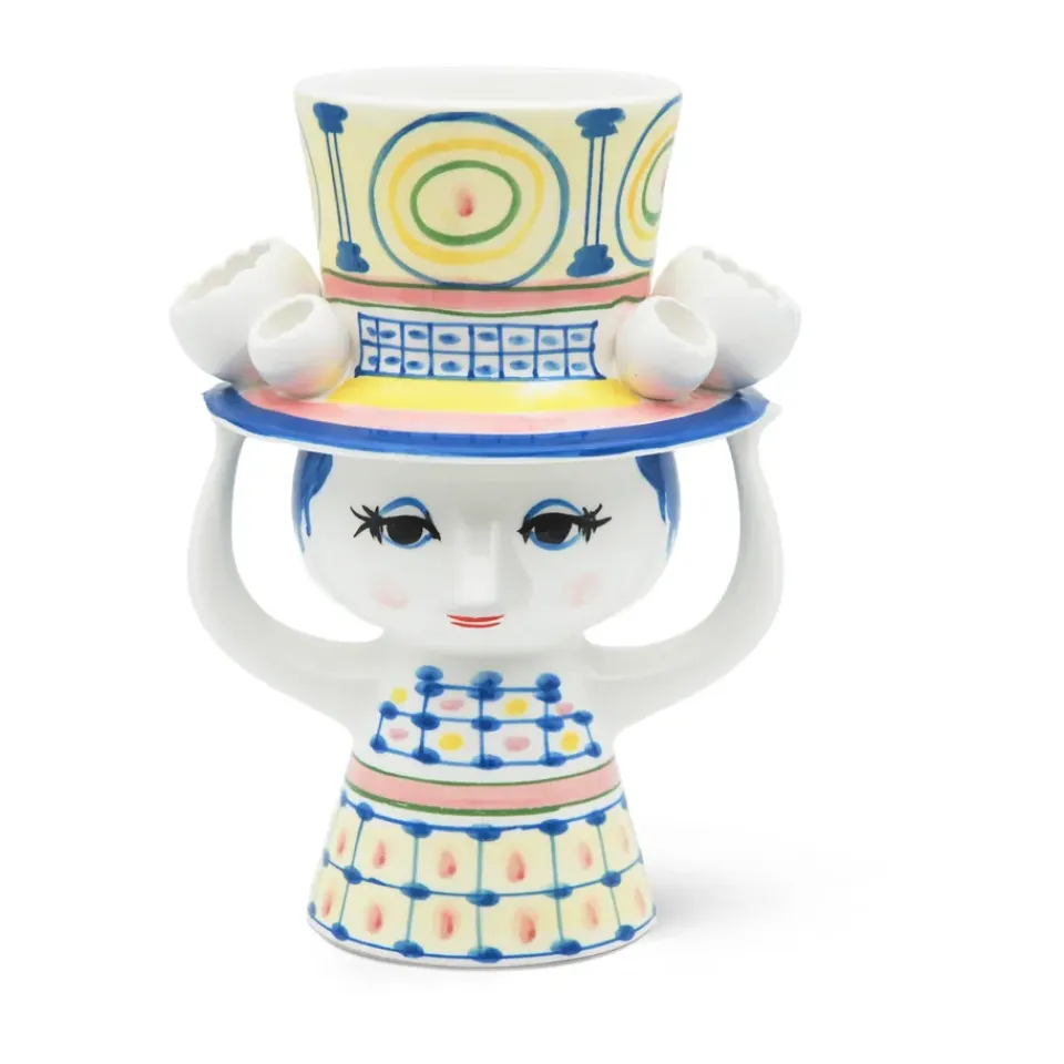 Vases<Bjørn Wiinblad Vase Lady with hat H20,5 cm, Bleu