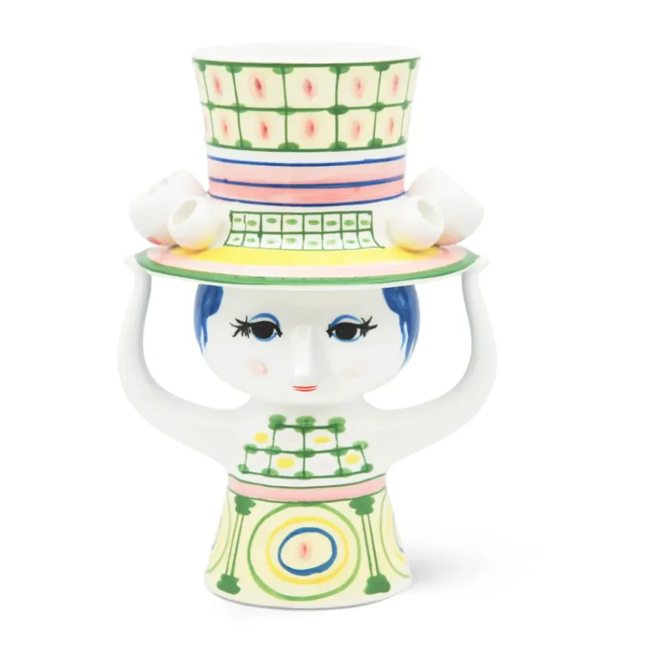 Vases<Bjørn Wiinblad Vase Lady with hat H24,5 cm, Vert