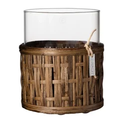 Photophores<ERNST Vase/photophore en panier, Brun foncé, Ø10x12 cm