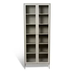 Vitrines & Présentoirs<Mavis Vitrine Volt 190 cm beige, Détails en acier inoxydable