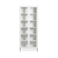 Vitrines & Présentoirs<Mavis Vitrine Volt 190 cm laquée blanche, Détails en acier inoxydable